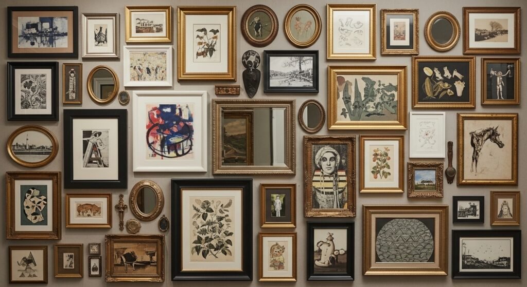 how to arrange wall art on a wall gallery layout by jalkify by artisan anthology