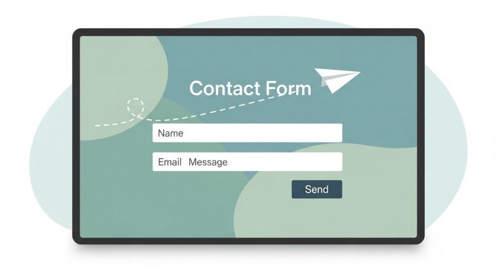 Illustration of a digital contact form with paper airplane icon representing sending messages — Jalkify by Artisan Anthology